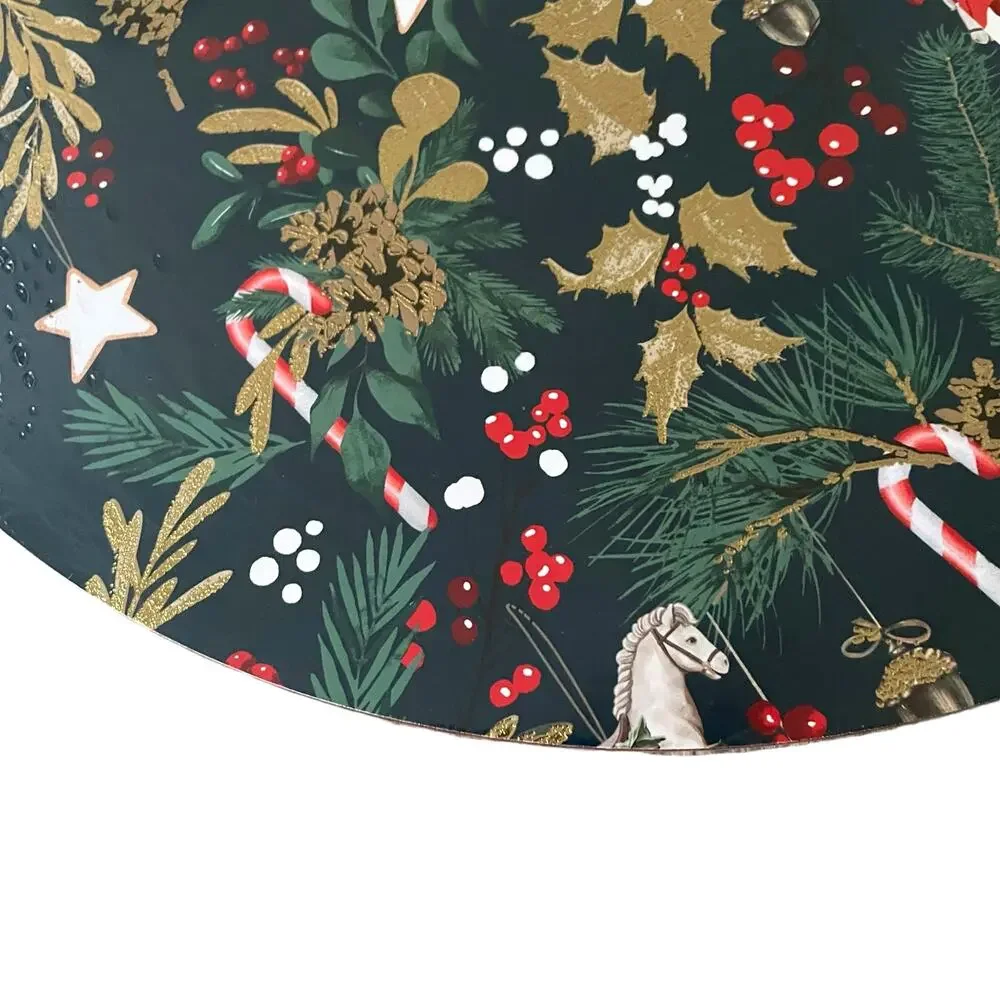 Christmas Boutique Reversible Cork Backed Placemats 15in Round Set of 4 New